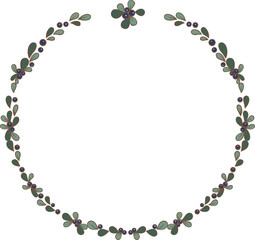 Naklejka premium Bunch of Blueberries tree wreath illustration for decoration on farm, wildlife and rural concept.