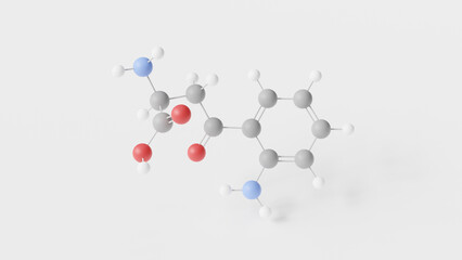 kynurenine molecule 3d, molecular structure, ball and stick model, structural chemical formula l-kynurenine