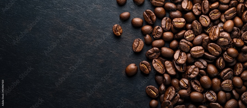 Aufkleber roasted coffee beans and fresh coffee beans. with copy space image. place for adding text or design