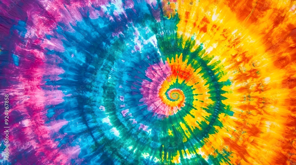 Poster mesmerizing kaleidoscopic spiral of vibrant psychedelic colors and patterns