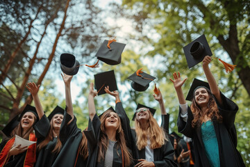 Graduates are stand up in line to get your degree ,vintage style,graduates cap. students after receiving their diplomas. throwing their caps up. joy of finishing university or college graduation