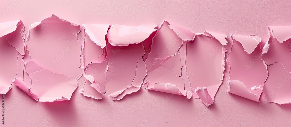 Poster message about flexible work displayed on torn paper pieces against a pink backdrop serving as a symb