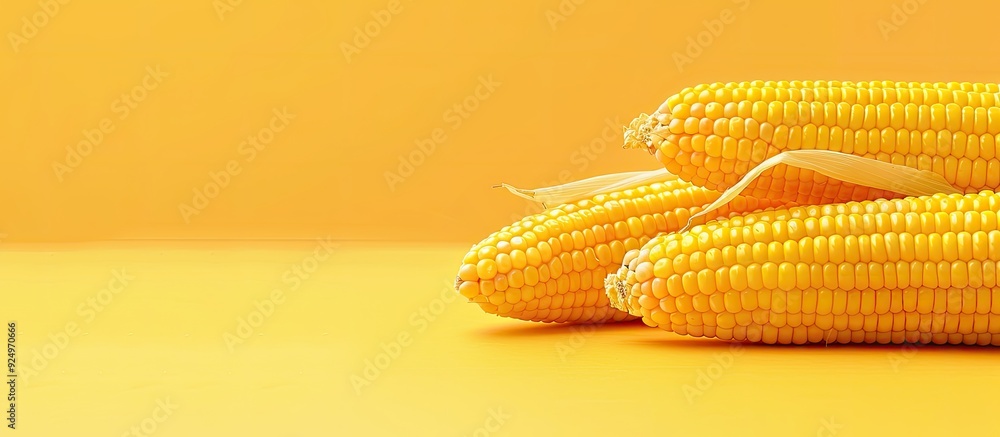 Sticker Yellow background showcasing fresh corn with copy space image