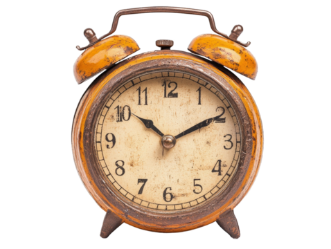 Alarm clock. Isolated on transparent, png