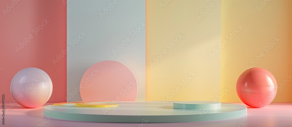 Poster various platforms for showcasing products in photography on a colored backdrop perfect for a copy sp