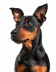 マンチェスター・テリアのポートレート（Manchester Terrier portrait on white background）
