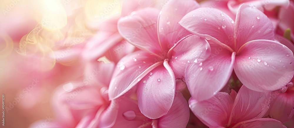 Aufkleber close up pink plumeria flowers are ideal as houseplants featuring a visually pleasing display with a