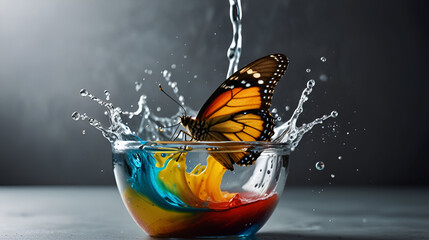 butterfly in glass