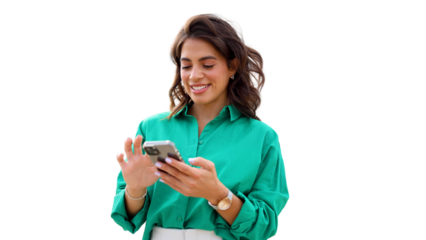 Young woman taking a city break to look at her smartphone
