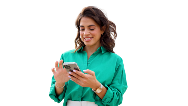 Young woman taking a city break to look at her smartphone