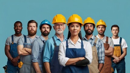 Labour Day concept diverse group of workers standing