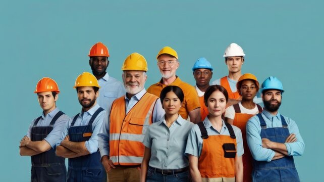 Labour Day concept diverse group of workers standing