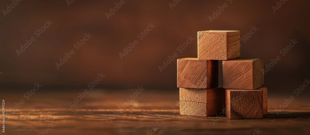 Aufkleber symbolic special order message displayed on wooden blocks against a brown backdrop with a copy space