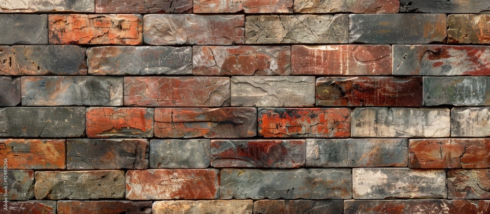Poster a mix of antique and modern bricks arranged as a backdrop for design projects and presentations offe