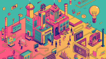 Startup business isometric line vector image