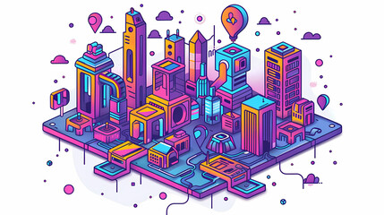 Naklejka premium Startup business isometric line vector image