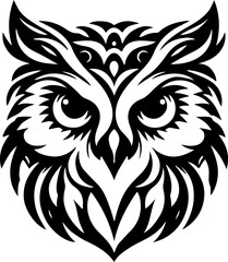 Majestic Owl heads black and white vector silhouette illustration 4