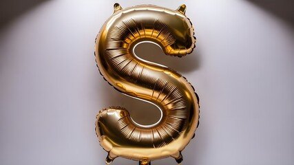 Obraz premium Realistic golden balloon-shaped s letter