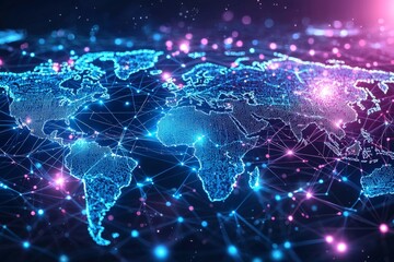 Obraz premium Global Digital Business Network Connection Illustration created with Generative AI