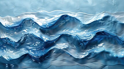 Fototapeta premium Serene Ocean Scene: Light Blue Ripples of Seawater Gently Lapping Shoreline, Tranquil Beach View