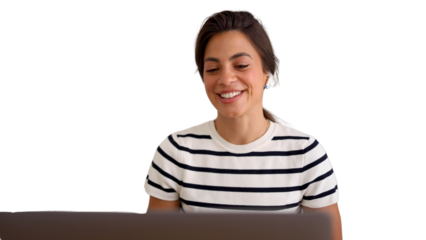 Happy woman handling freelance assignments from her house	