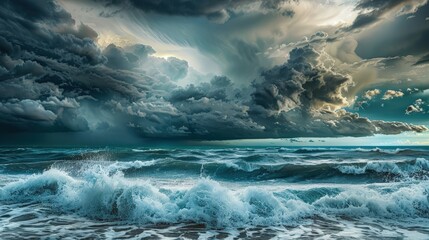 Fototapeta premium Dramatic Storm Clouds over a Turbulent Sea