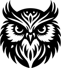 Fototapeta premium Majestic Owl heads black and white vector silhouette illustration 20