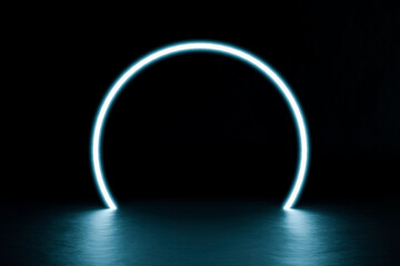 Studio Background Black Concrete Wall with White Neon light,Shadow,Display Scene Futuristic for future cyberspace,advertising,technology,showcase,cosmetic,fashion, business,Sci-Fi, 3d rendder