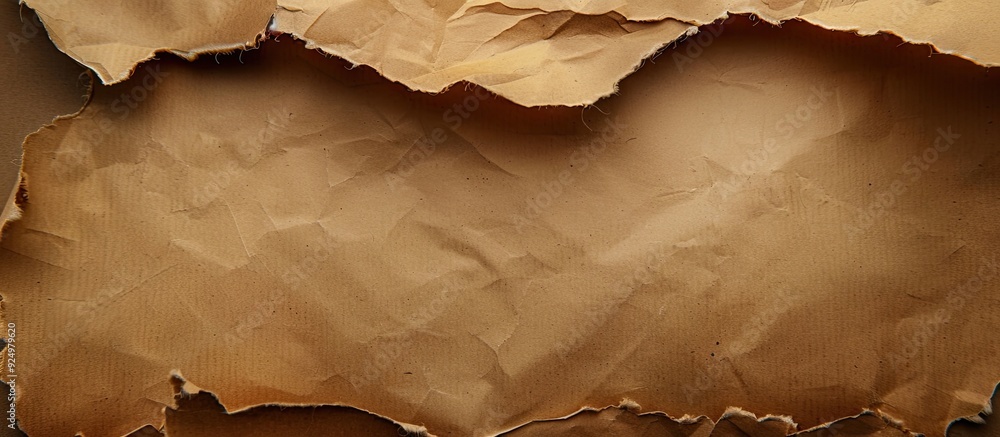 Poster vintage brown paper with torn edges providing a textured background with space for adding images or 
