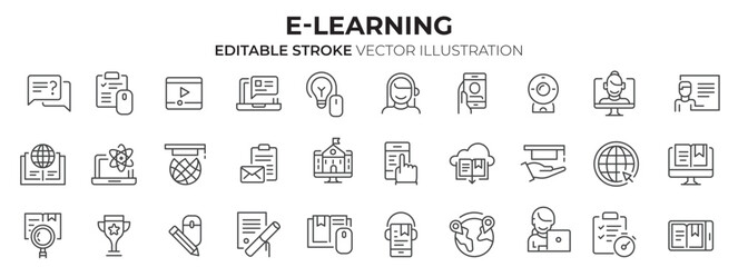  E-learning Icon Set