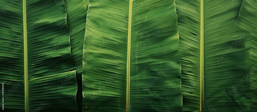 Poster texture of a banana leaf with copy space image.