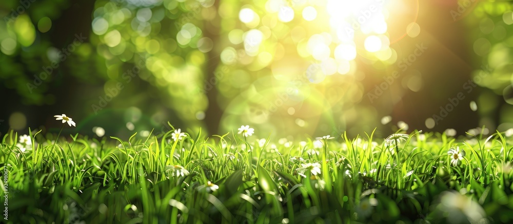 Poster green spring landscape with copy space image an ideal meadow banner representing spring and summer p