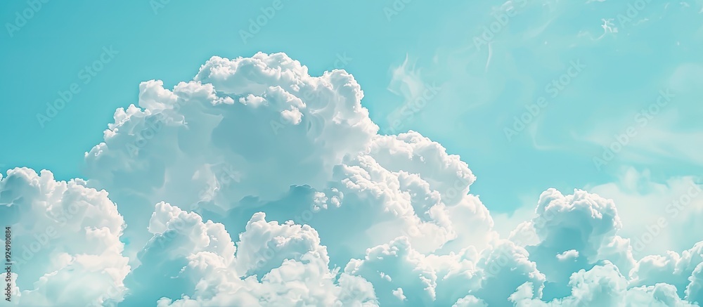 Wall mural sky background with a soft white cloud, providing copy space image.