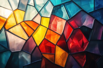 Abstract Geometric Pattern of Colorful Stained Glass