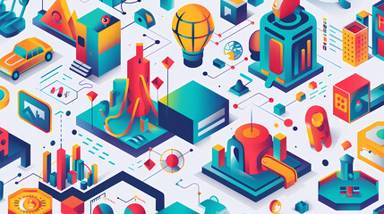 Startup business isometric line vector image