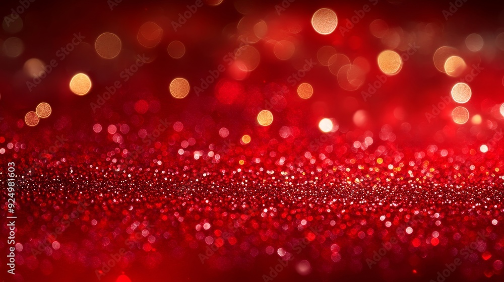Aufkleber red glitter background with bokeh lights for festive designs - a sparkling red glitter background wi