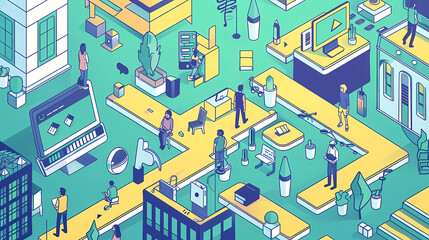 Startup business isometric line vector image