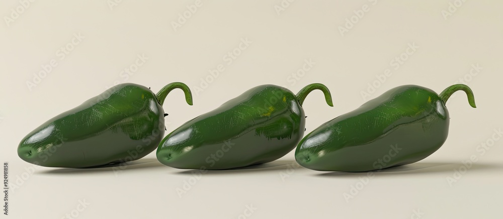 Poster detailed image of three jalapeno chilies isolated on a white background with room for text suitable 