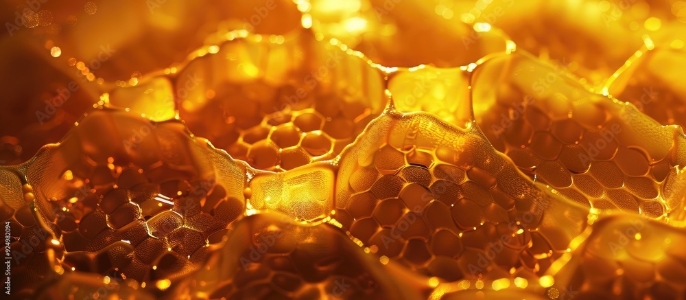 Poster a bee s honeycomb filled with golden honey forms a captivating background texture in this image idea