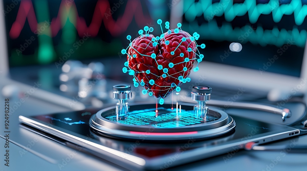 Aufkleber a precise 3d illustration of healthcare data analysis, showing medical charts and metrics that conve