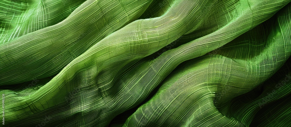 Poster high quality image of a soft green cotton textile background with texture ideal for copy space