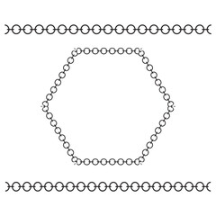 Set of black and silver chains isolated on white background