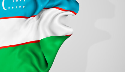 Uzbekistan flag Waving 3d illustration image