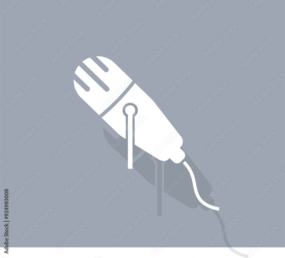 Poster vector icon of white color with shadow on gray background