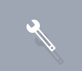 Vector icon of white color with shadow on gray background