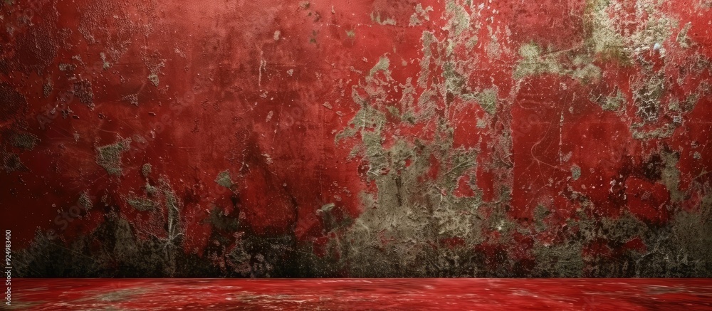 Poster a red grunge texture serves as a backdrop with a rough grainy concrete wall surface for the copy spa