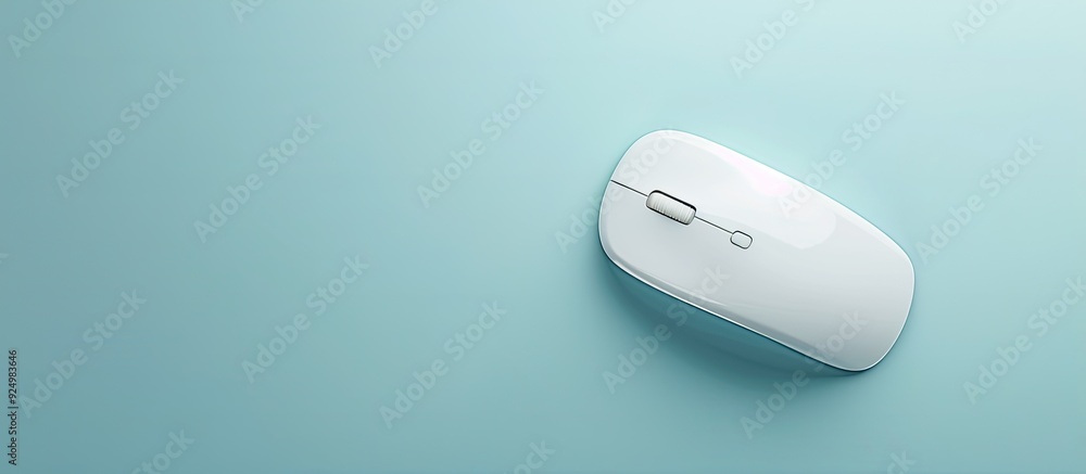 Poster top view of a mouse pad on a light blue background with space for text. copy space image. place for 