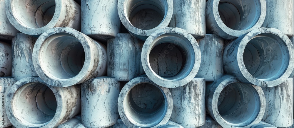 Poster abstract textured pattern on concrete pipes providing a captivating copy space image