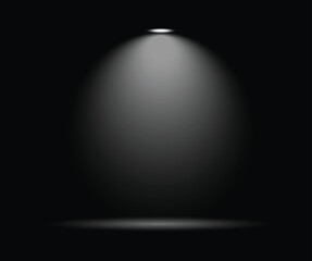 White light beam spotlight on black background for theater stage and studio scene decoration