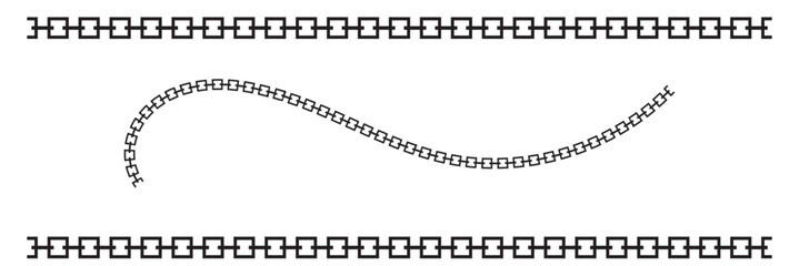 Fototapeta premium Set of black and silver chains isolated on white background